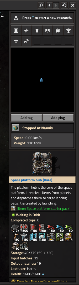 Space platform hub: Important info barely readable