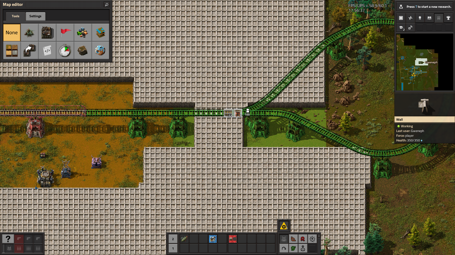 The rail planner planning an elevated path the doubles back on itself causing the last rail support to collide with a previous rail support.