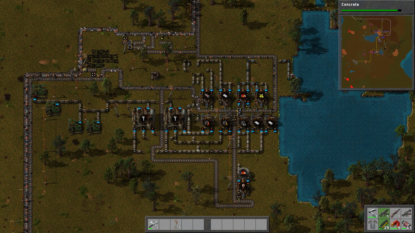 Oil production/refinery site, SE of main production site.