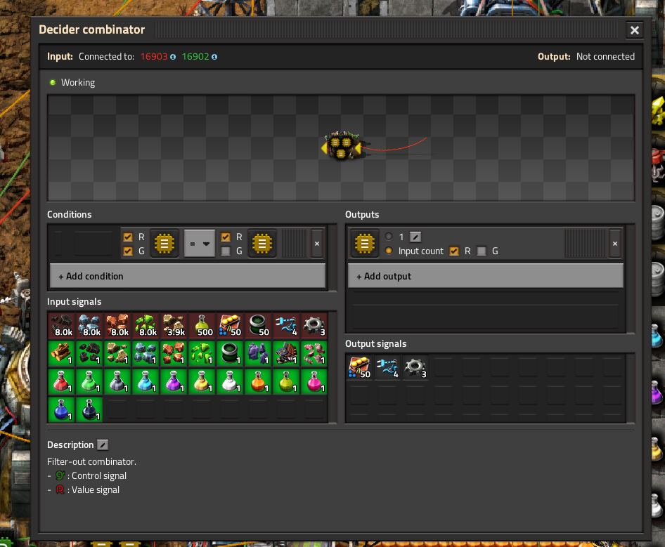 The actual requests. Combinator just removes ore which is always requested.