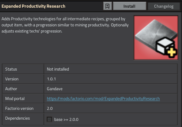 In-game mod page - clearly not installed