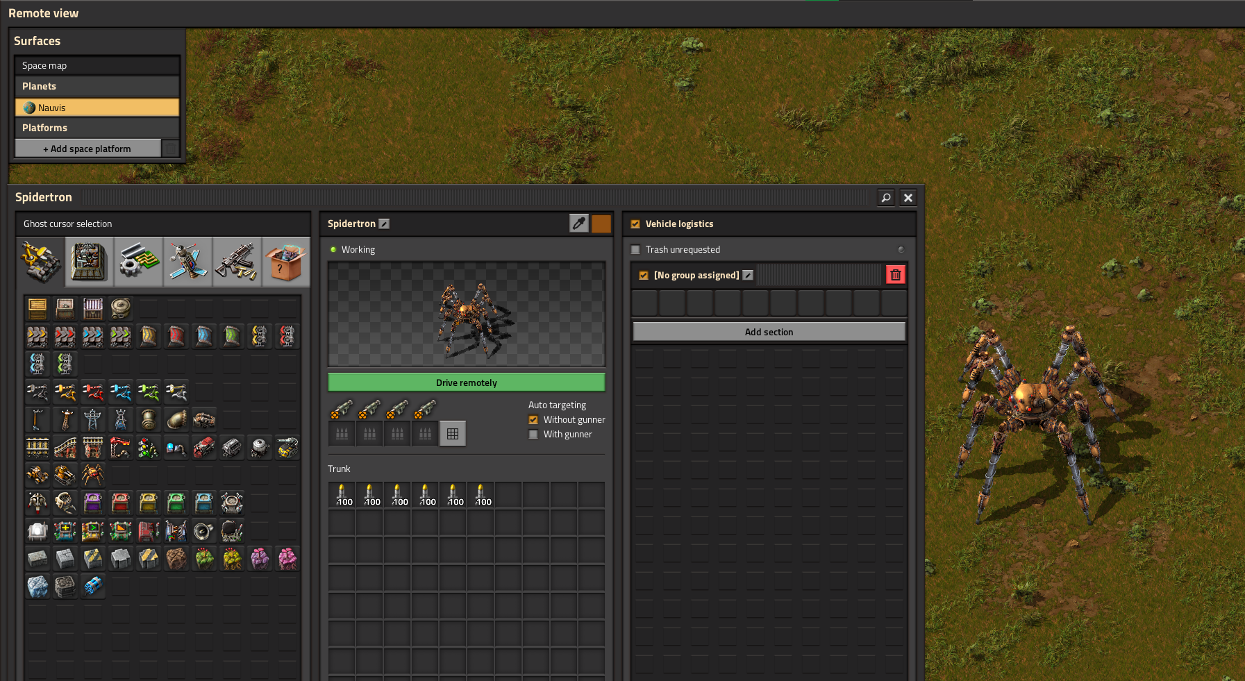Empty ammo slots, leftover items in trunk.