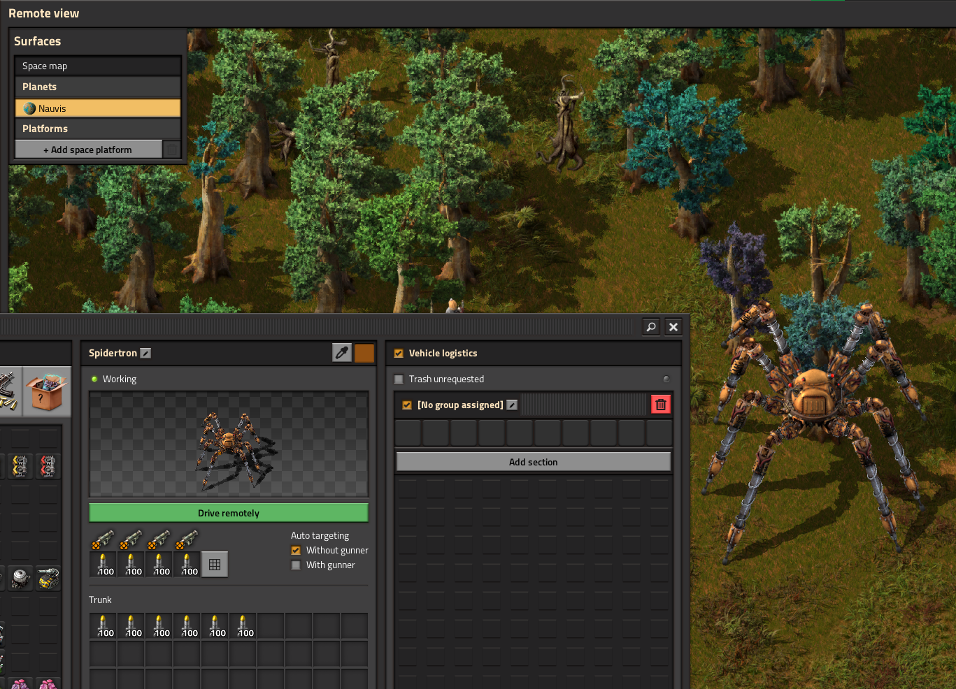 Initial setup, ammo slots and trunk are filled.