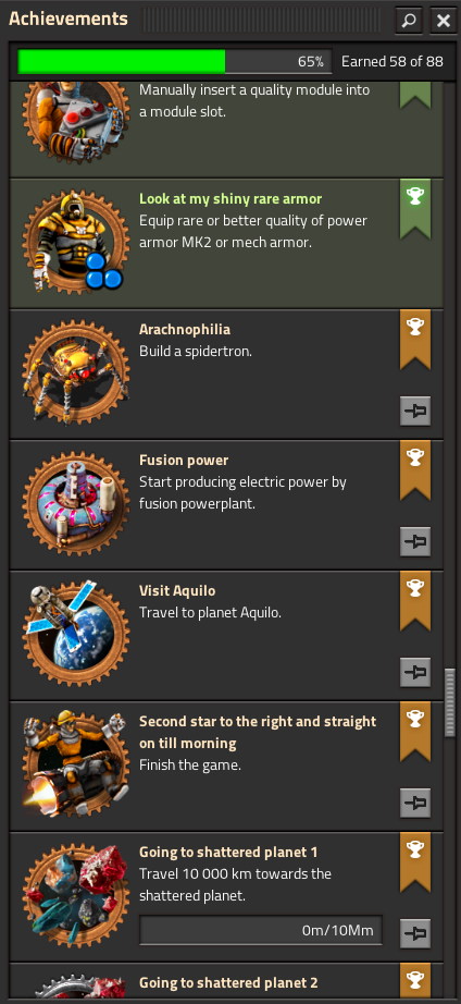 The achievement not being earned