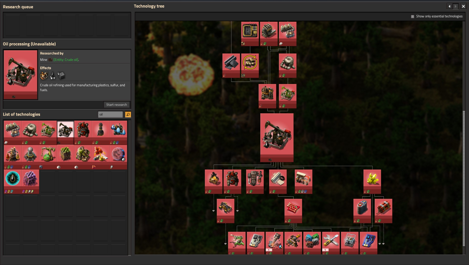 'Flamables' tech being visible next to 'Fuel' tech on a new game/save file