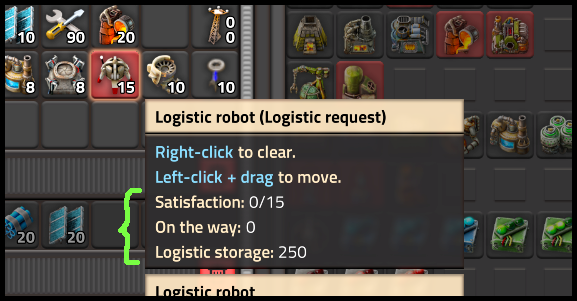 Logistic request tooltip