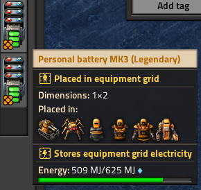 Battery-Level in Equipment Grid