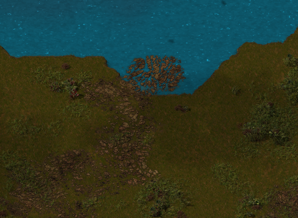 screenshot of dirt path on top of water