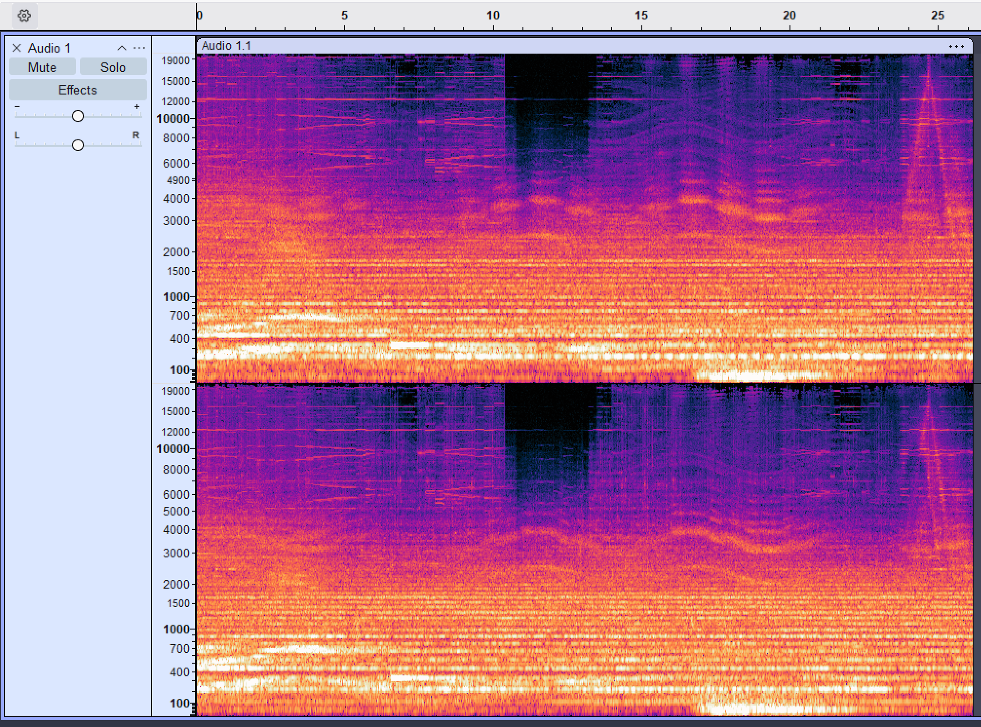 Higher quality direct audio recording, with a single zoom out and in during the middle of the recording.