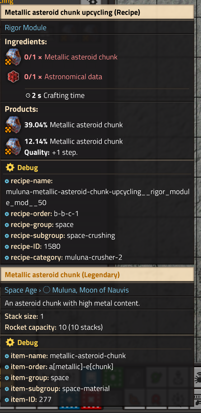 Asteroid upcycling, legendary quality