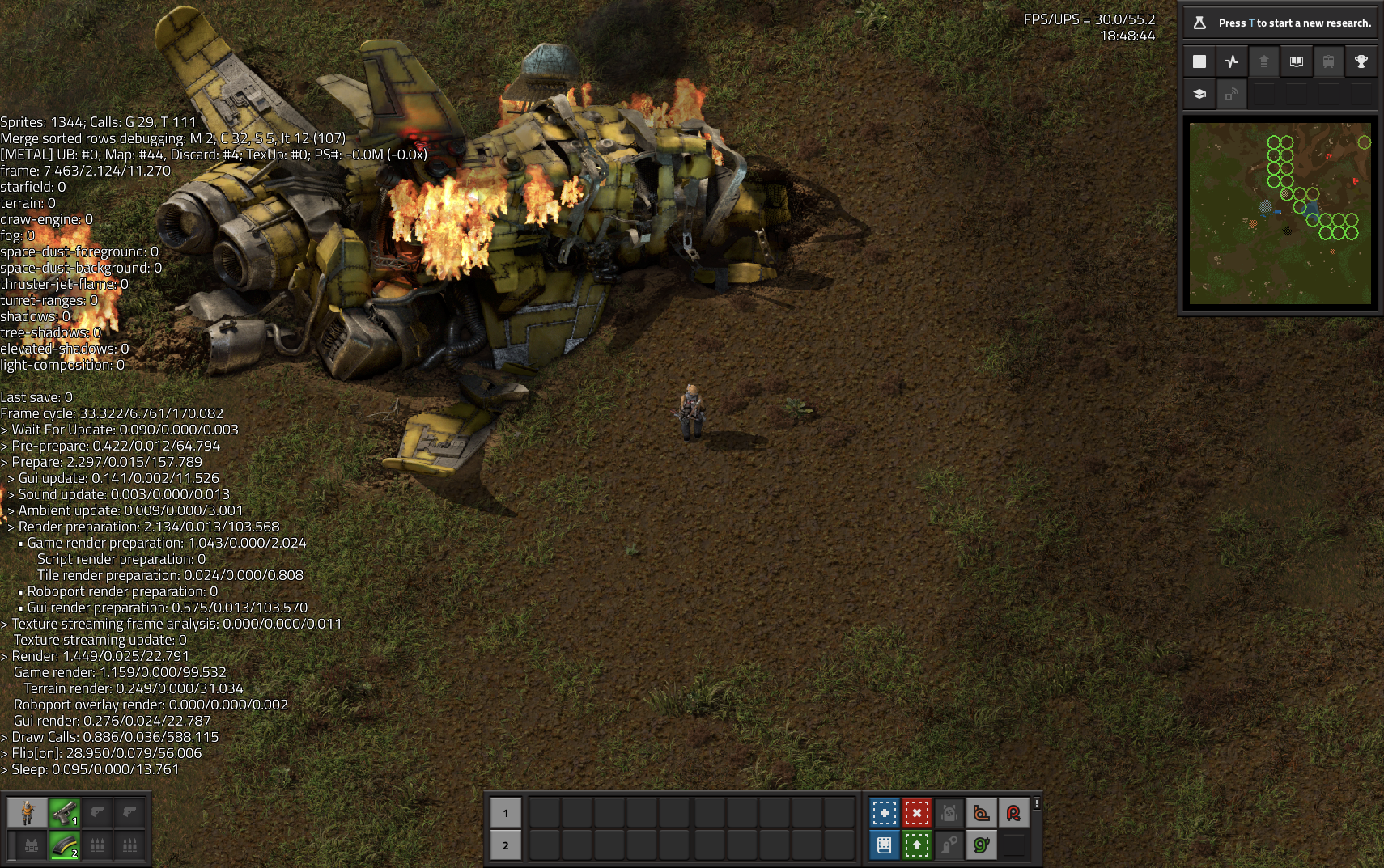 Unmodded (Space Age) game, Vsync On, LP on, fullscreen
