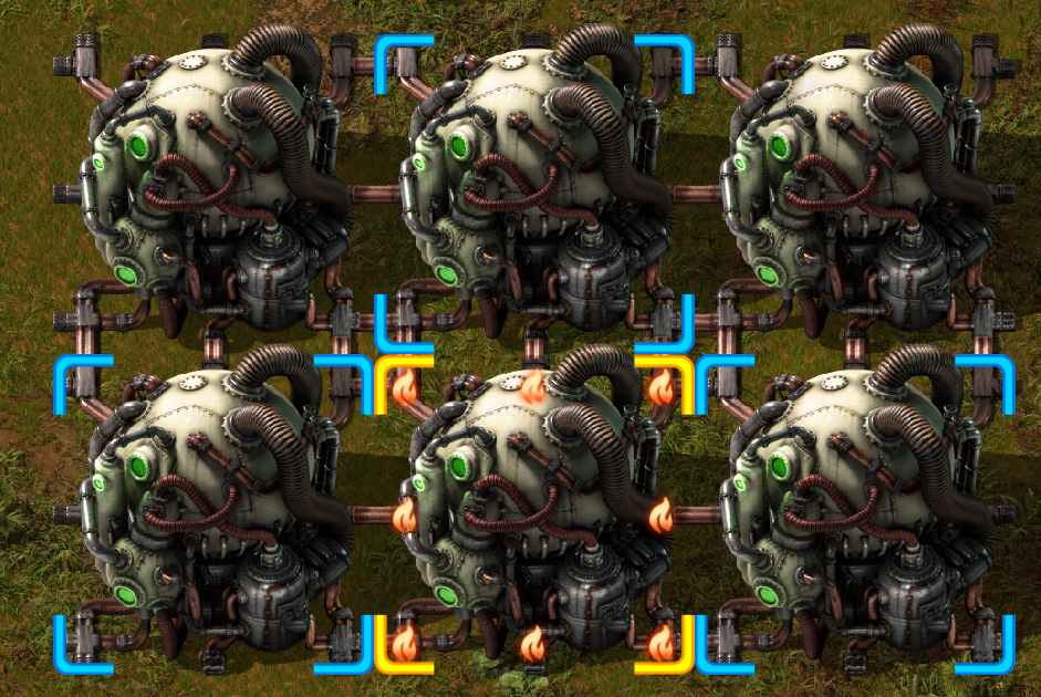 Example of connected reactors being highlighted