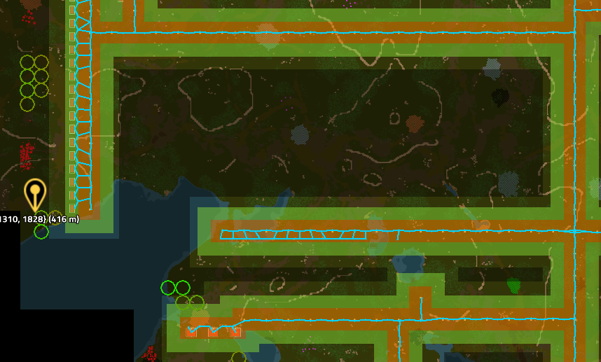 From a distance it's clear the biters don't want to bypass the turrets.