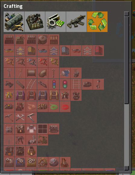 Ugly Recycling crafting menu