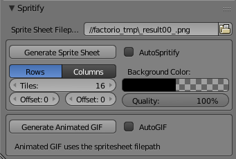 blender spritify settings