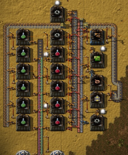 Then I made this sweet clean science set-up. Had to wait for automation 2 to put a blue assembler for inserters but otherwise it was early access and easy.