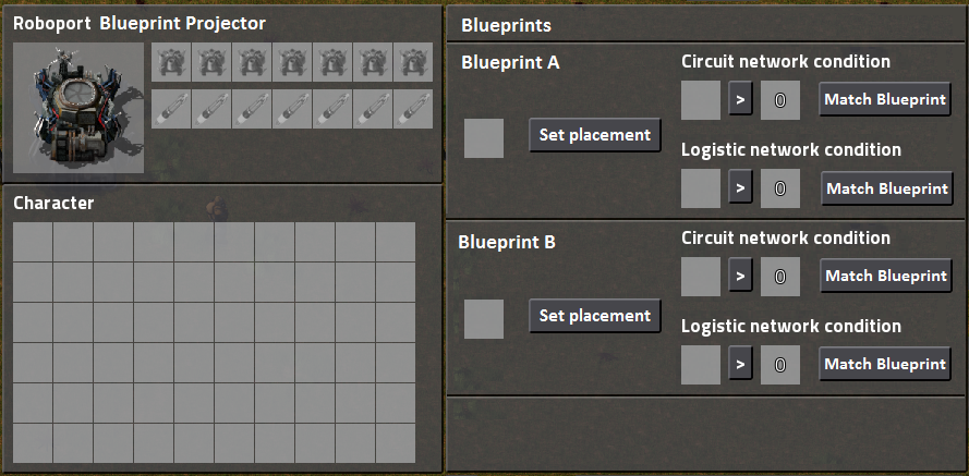 Visualisation of the blueprint projector being edited