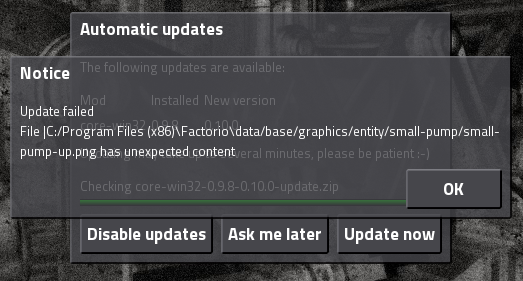 Automatic Update 0.10 Error