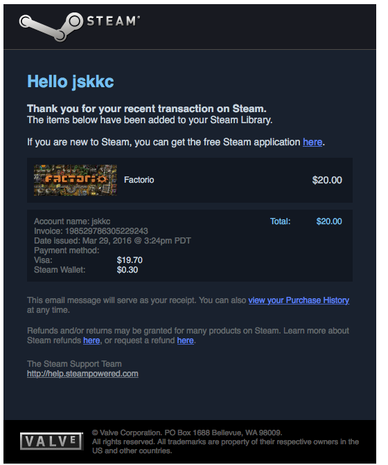 My steam games where you can see factorio