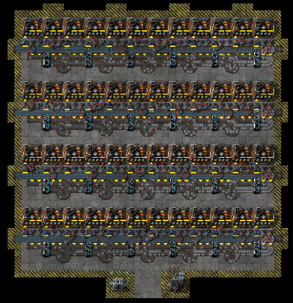 the inside of a smelting building for 9.6k plates per minute