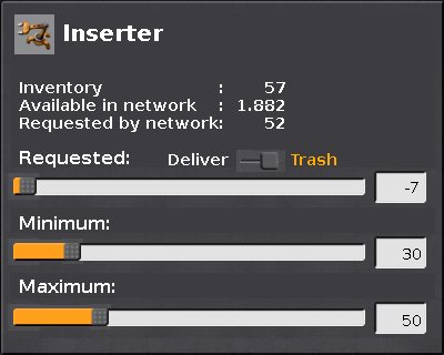 Logistics dialog for the inserter