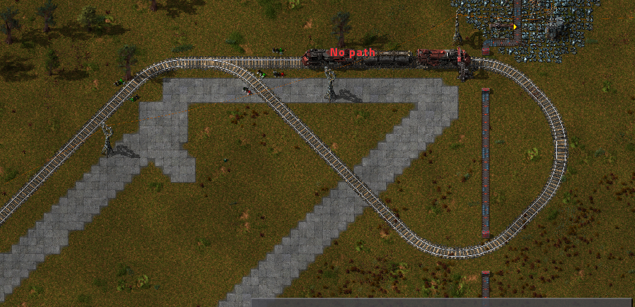 This is the home station which now works fine with the missing track fixed, and the arrow showing direction of train to destination station.