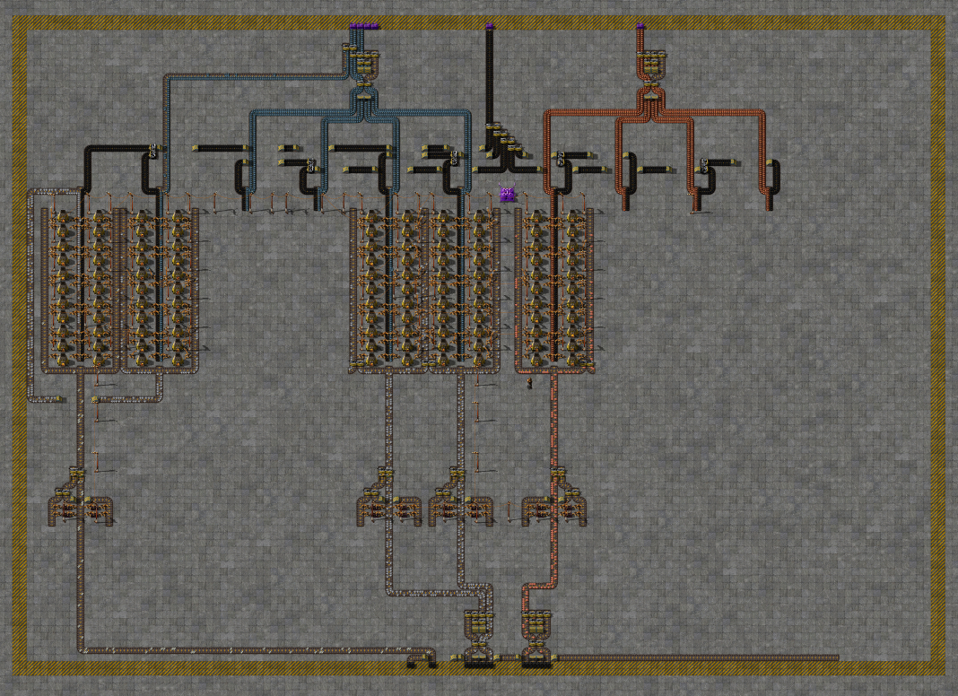 Build I use as stage 4. You can see that input belts are placed for the next rows of furnaces. Stone is still missing (work currently in process)