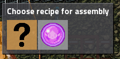 The alien assembly machine can only craft items from the alien-crafting category, but it also shows the ? category