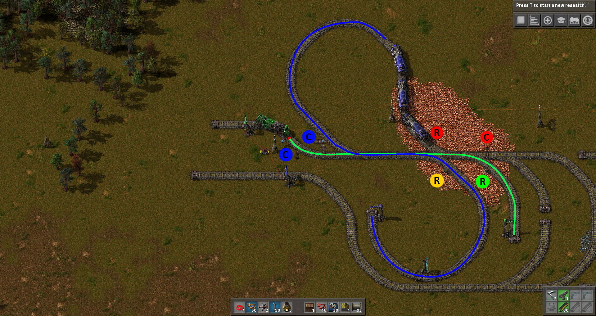 Screenshot of the moment blue train unreserves intersection