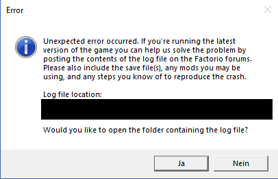 Error Code which causes the game to crash