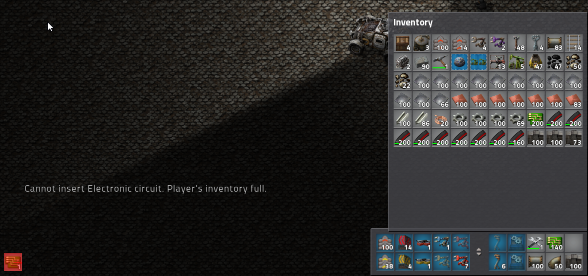 The same goes for circuits, but those don't check for the hotbar (they could fill the partial stack in there).
