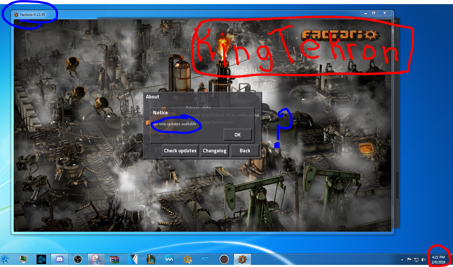 Date, My username, And the message it gives me when I try to update.