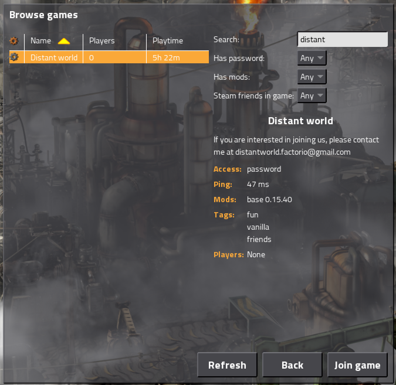 screenshot of the server in the server browser (in case some of you wanted to test the problem)