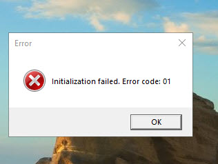 screen shot of error windows