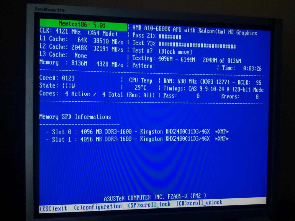 Memtest 5.01 F2 test