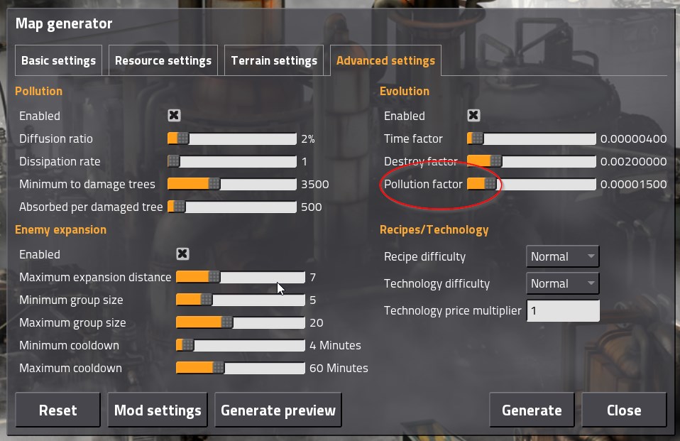 Factorio - Evolution factor by pollution.jpg