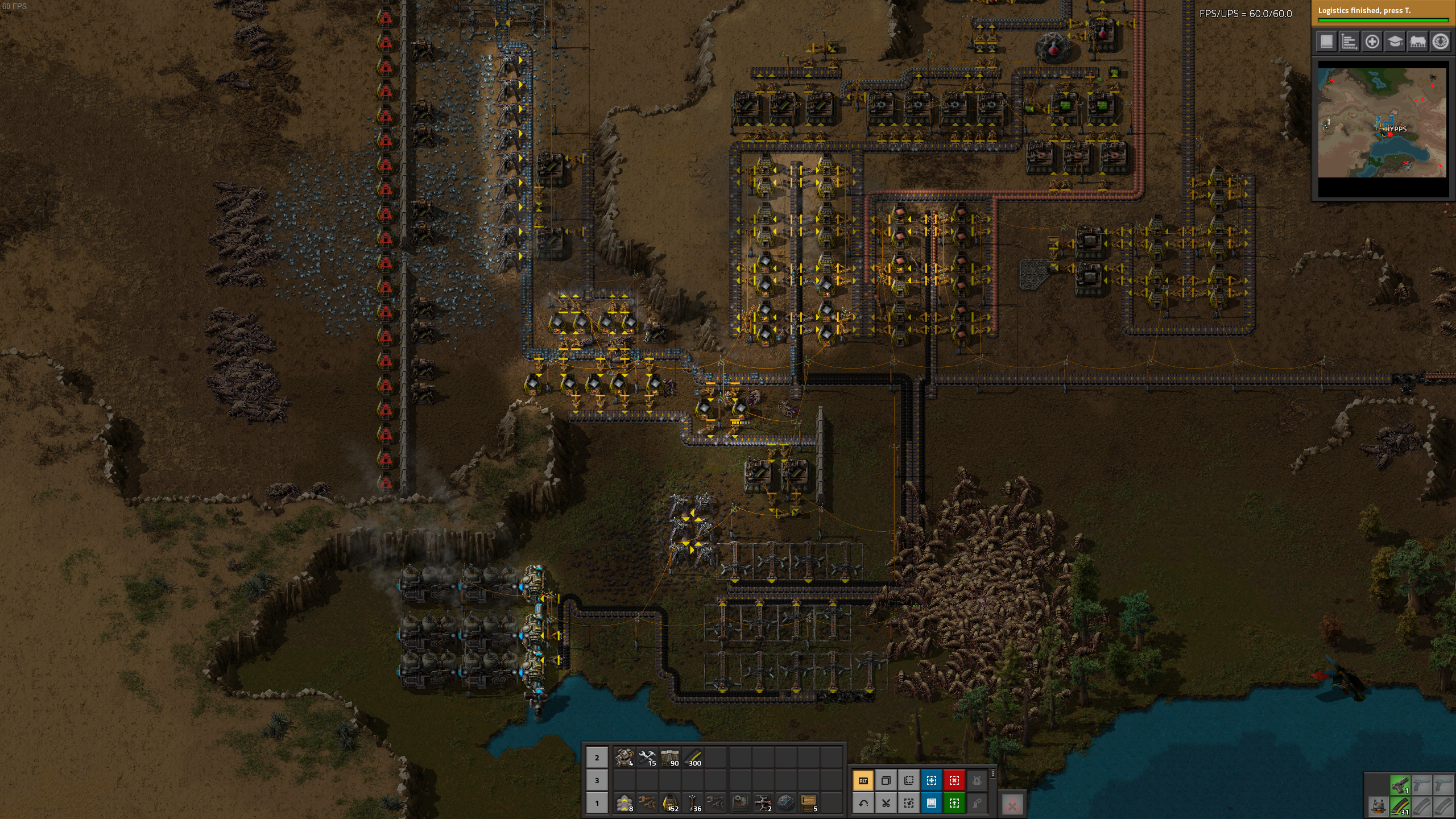 about 200+ biters swarming around the helper bot.