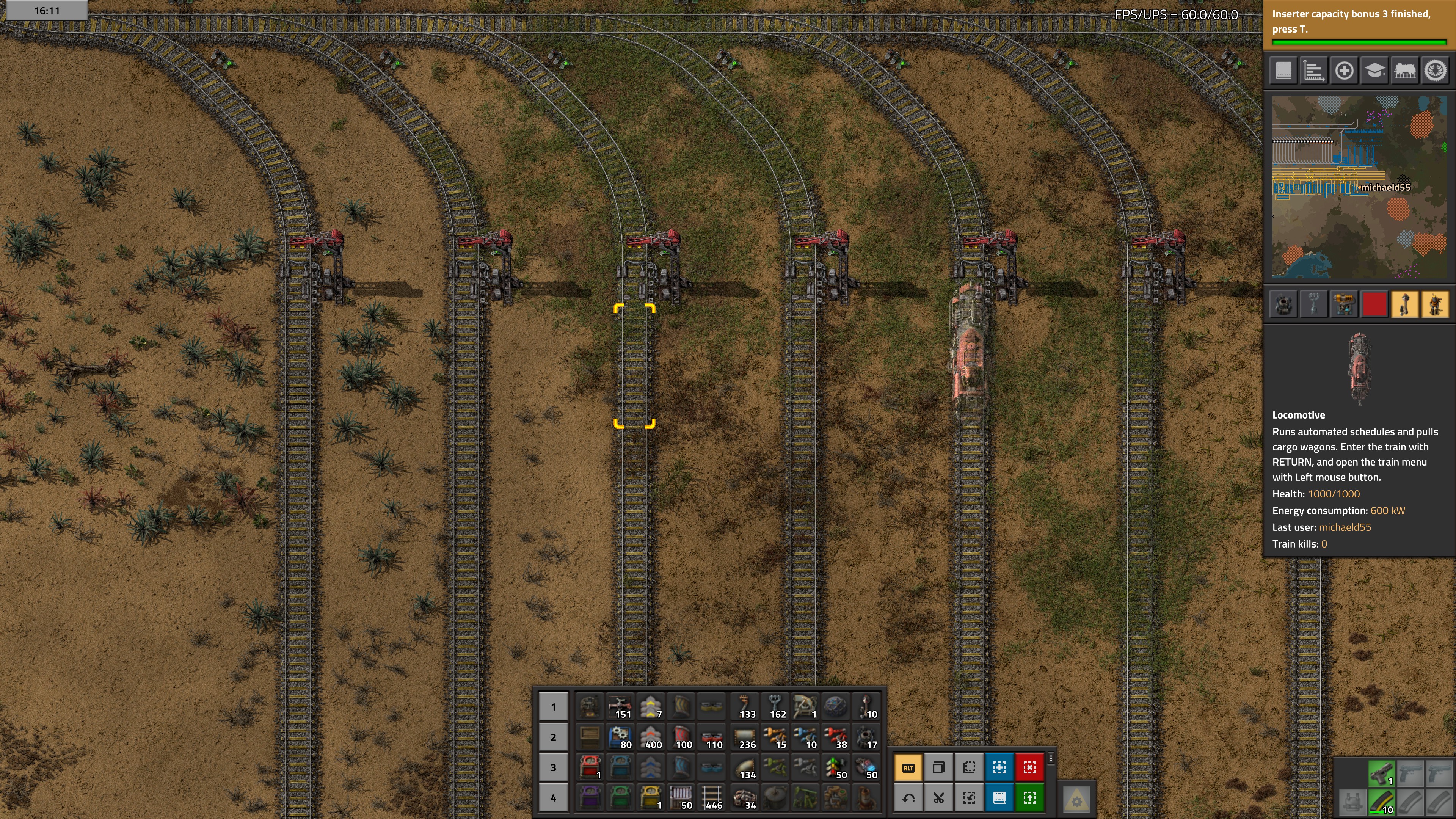 Invisible locomotive example showing on interface