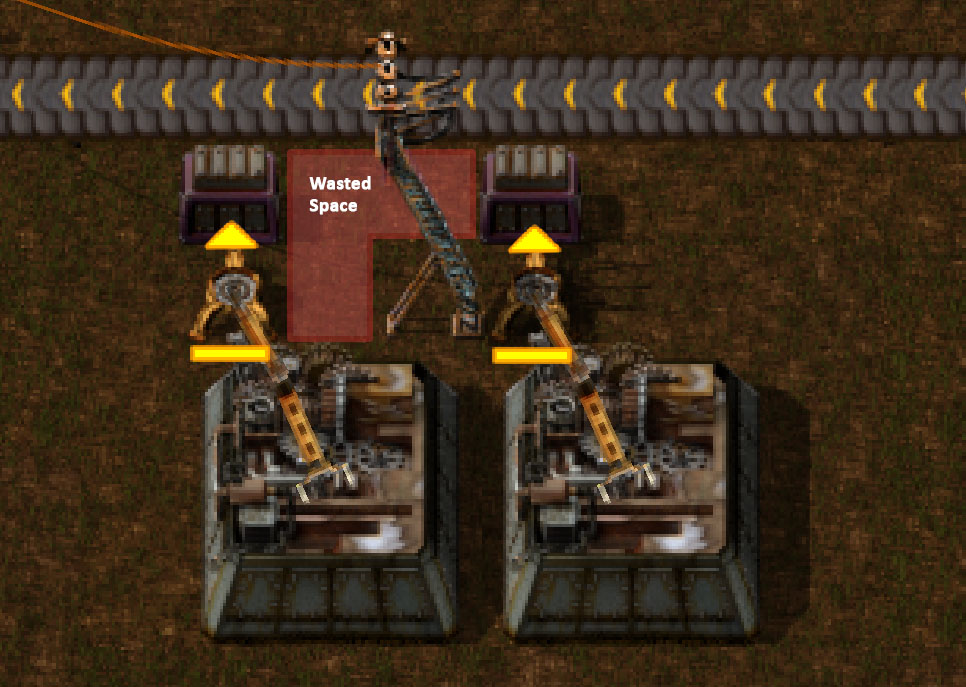 In this setup, the inserters create an area that cannot be used in this situation.