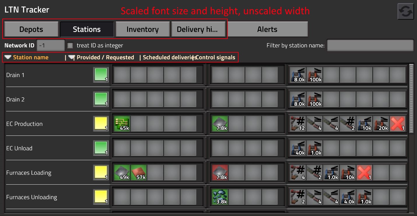 After UI scale setting was changed. Elements invisible during change highlighted with red boxes.