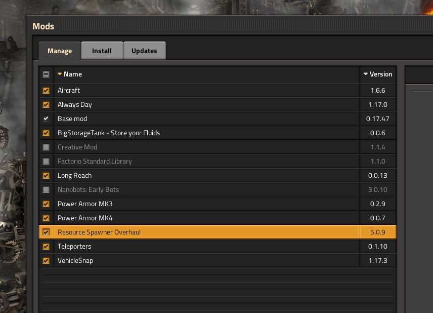 Just a Picture showing the mods I have installed