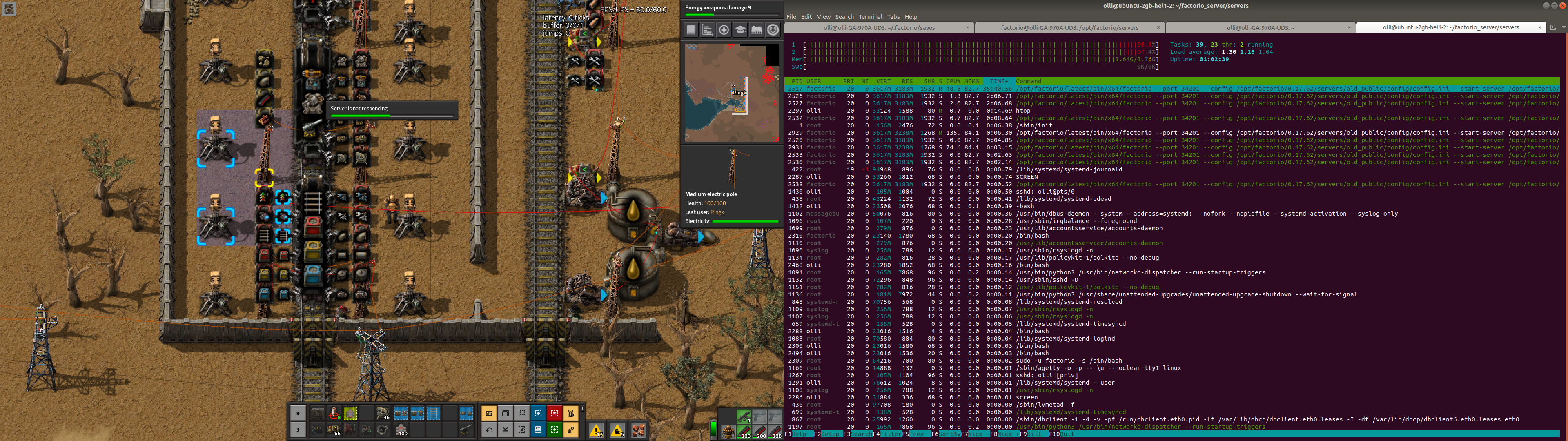 Second time the factorio server stopped responding. Had htop on other display.