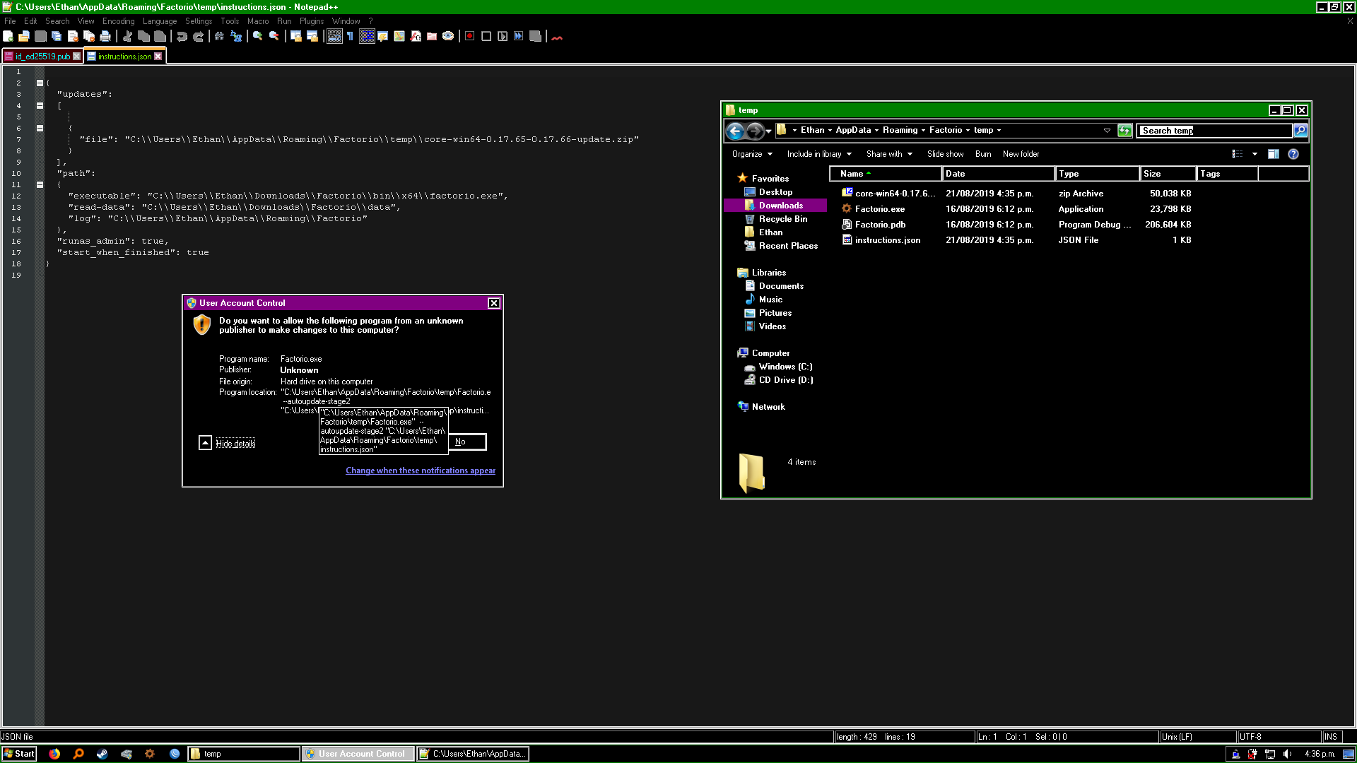 Screenshot showing bug