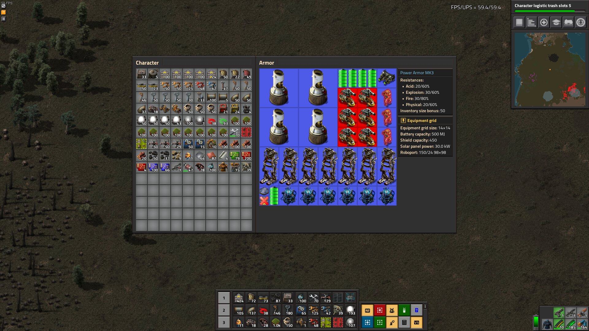 8. Observe that the armor and equipment grid size is updated (screenshot Untitled3).
