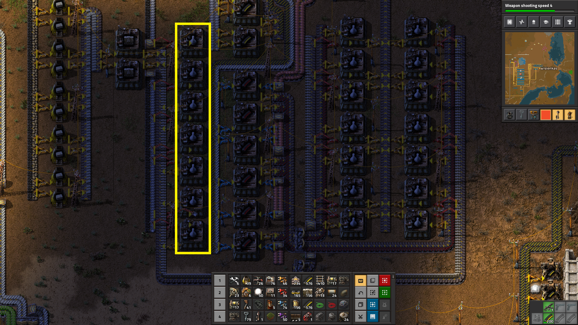 Showing the assembling machines with wrong schema, see yellow rectangle