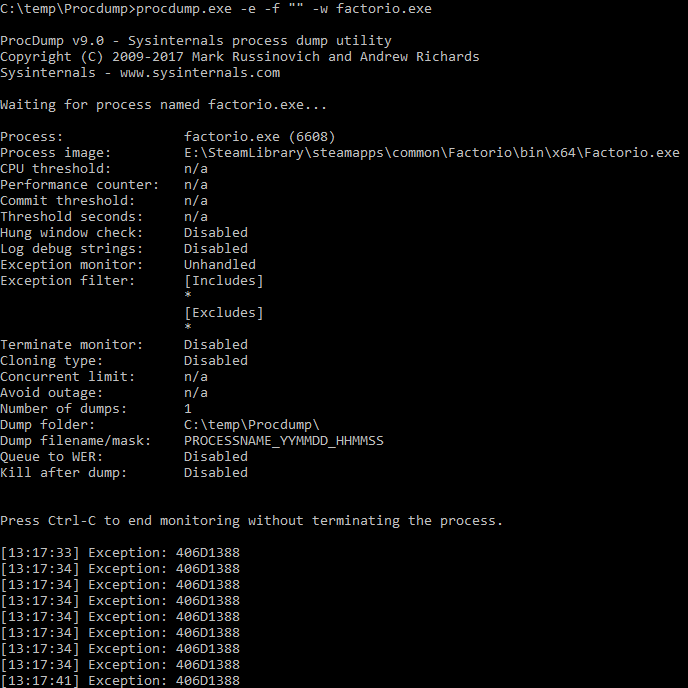 procdump screenshot (dump_on_exception.bat)