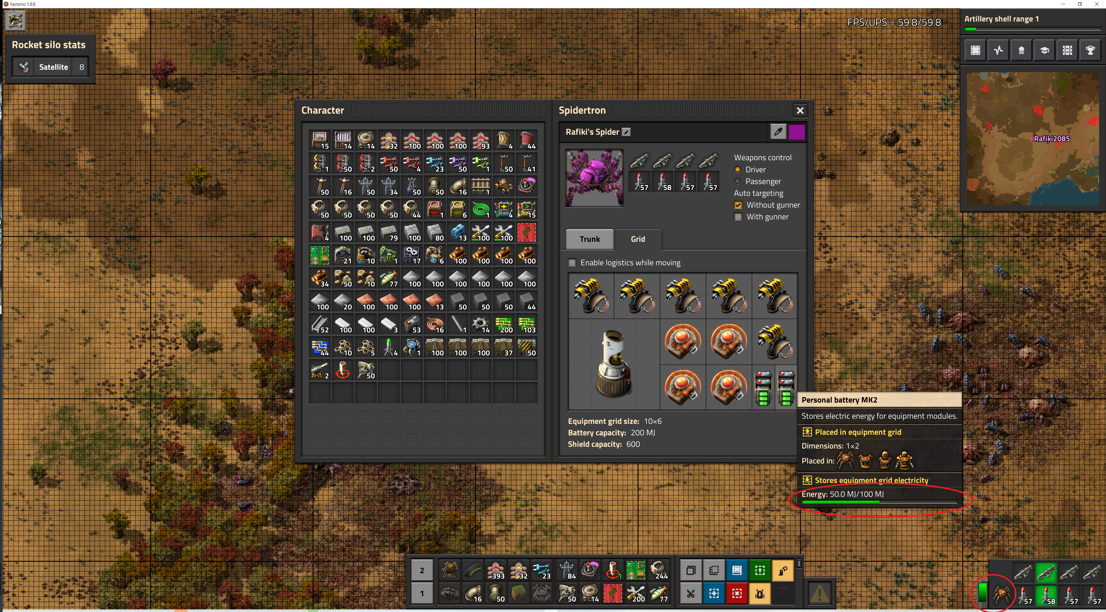 Spidertron Battery vs Display Level