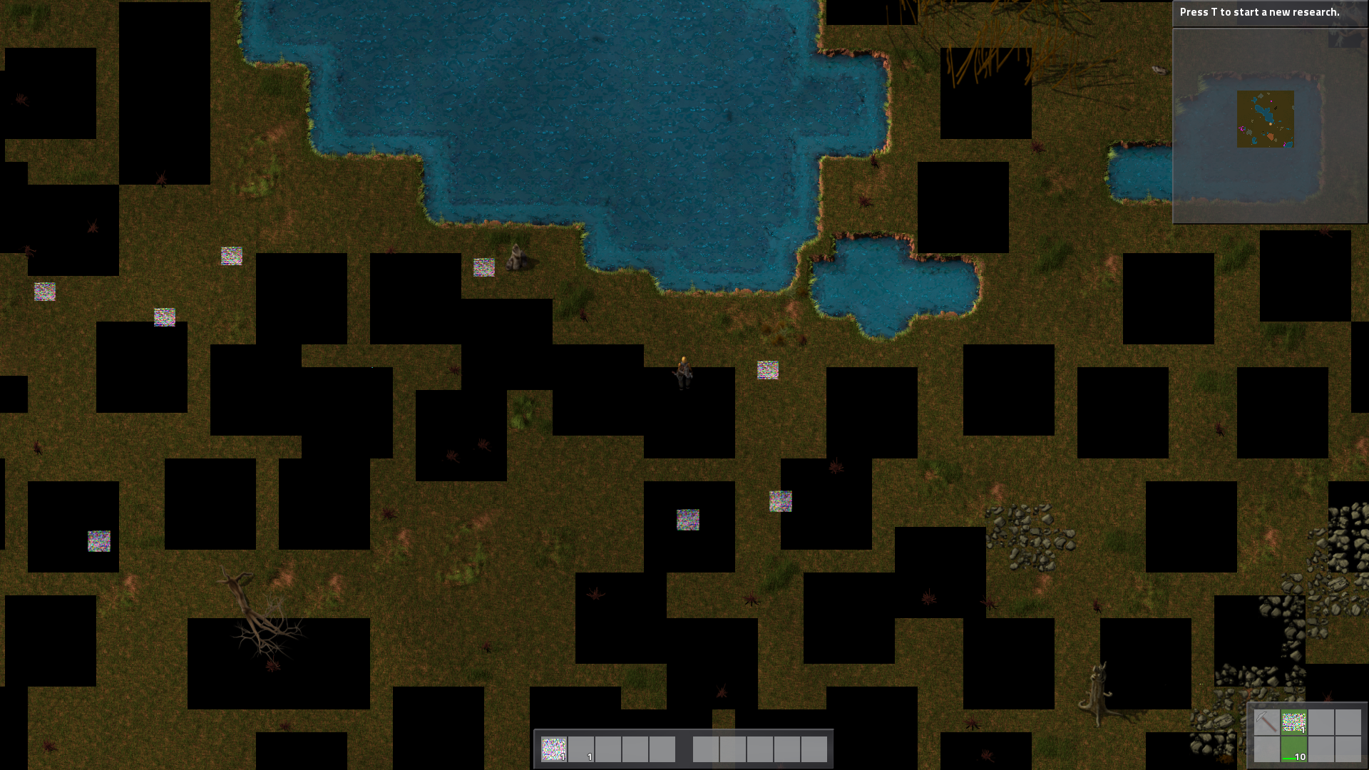 factorio graphic glitch at new game start without moving or pressing anything.