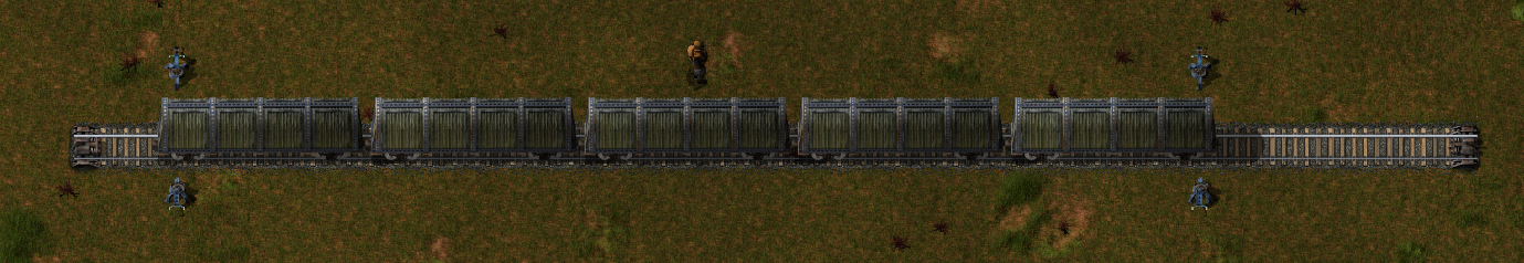 Horizontal track where I put inserters at beginning and end of train to mark it's length.