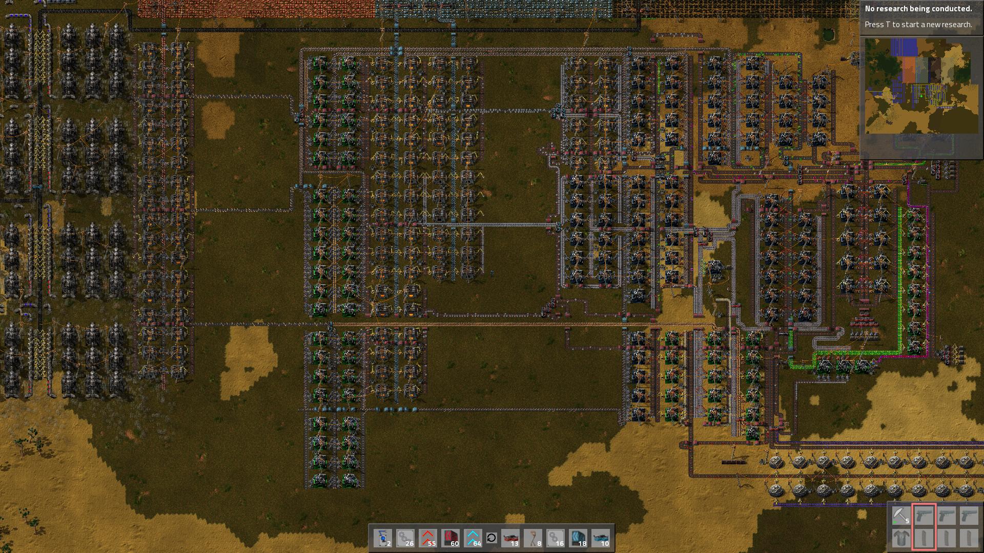 And this is what ive done for my first factory, only about 19 hours of gameplay tho... it's hard to balance outputs now, since theres such a massive production.
